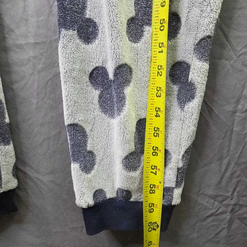 Disney Mickey Mouse Fleece Onesie Union Suit Womens L Grey Navy Excellent Hood - Picture 10 of 15